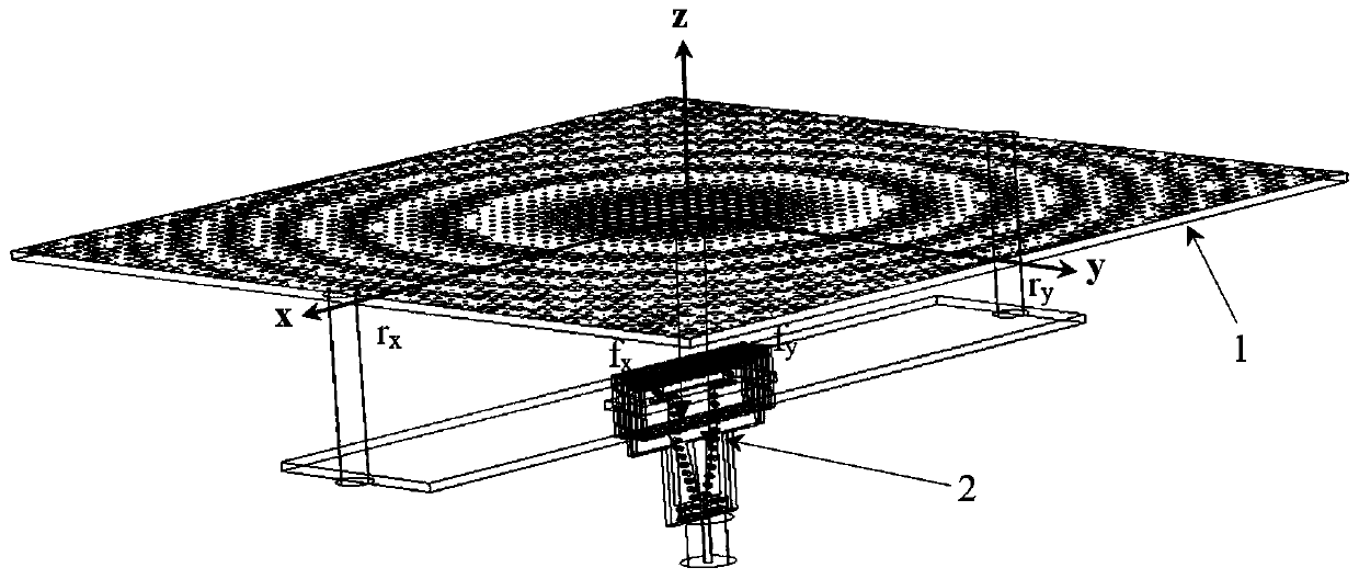 Space lens scanning antenna based on elliptical paraboloid of revolution phase distribution and beam scanning method thereof