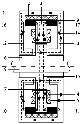 Novel three-DOF (degree of freedom) permanent magnet type bearing-free motor