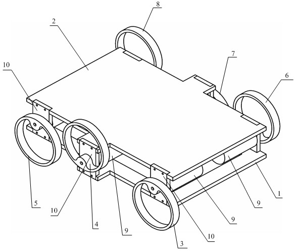 Six-foot robot with eccentric wheel legs