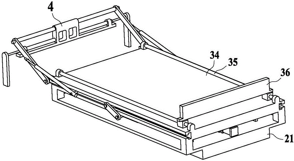 Scissors type plastic uptake mold taking and putting device