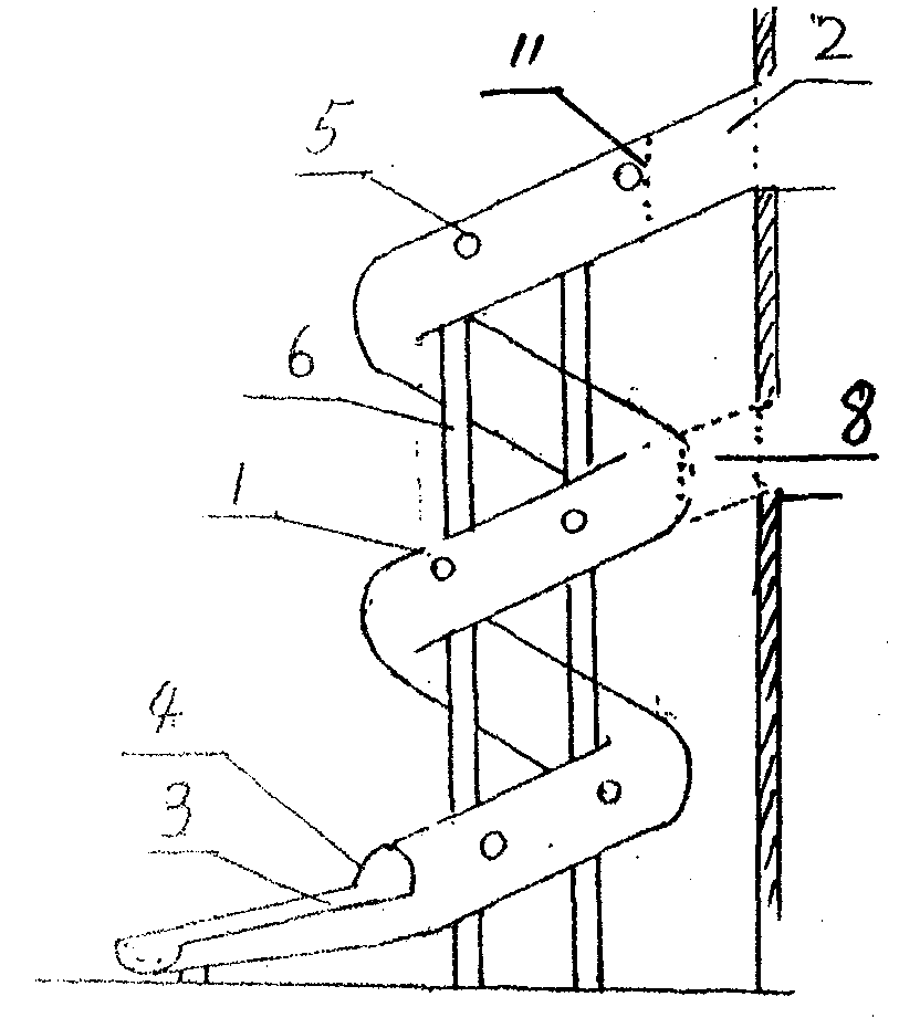 Seismic fireproof sinuous escape passage special for multiple floors