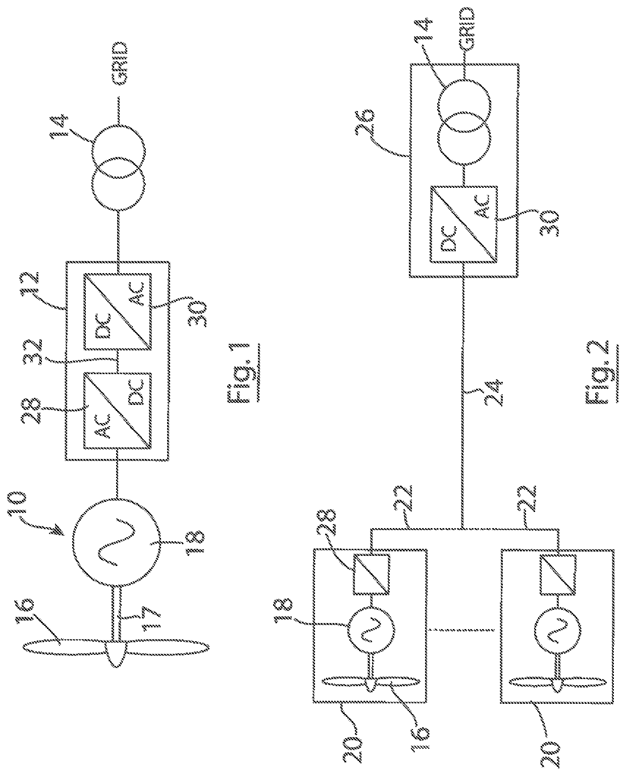 Group of electrical ac generators with rectifiers connected in series