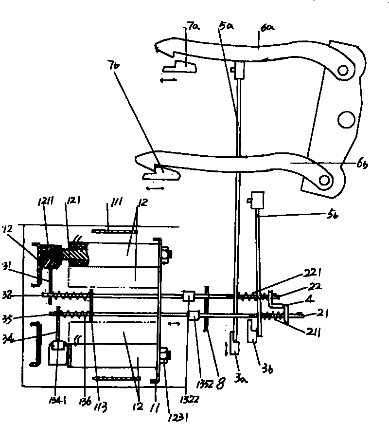 Electronic needle selecting mechanism of passive multi-arm device