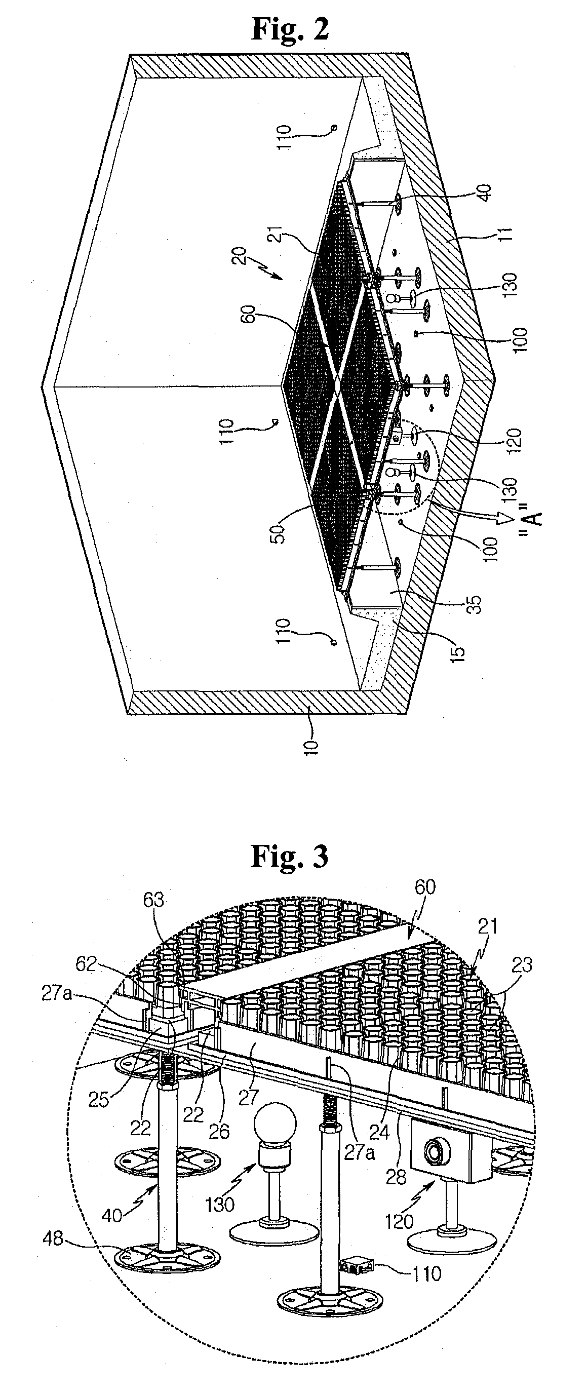 Double floor type inducing waterproof structure and green roof structure using the same