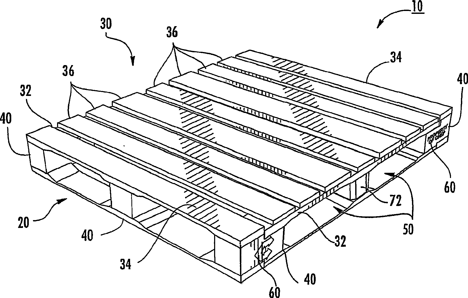 Pallet with stepped support blocks and related methods