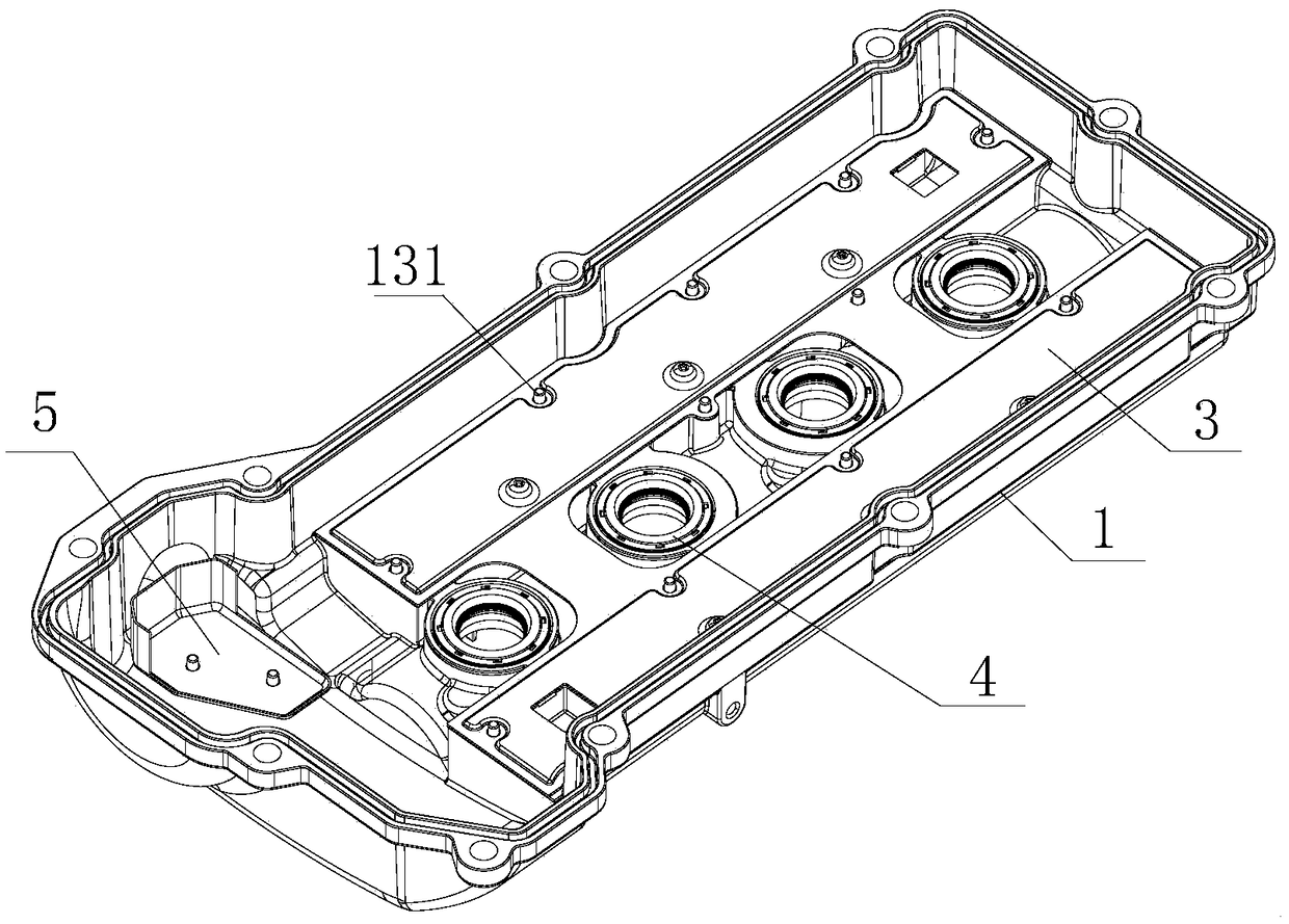 Low-noise oil-gas separation type cylinder head cover assembly