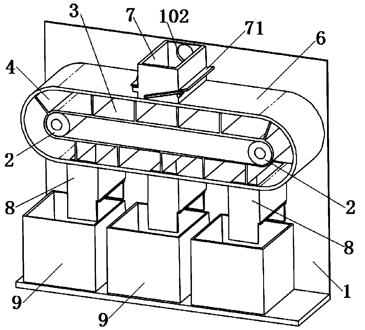 Glass bottle classifying and recycling device