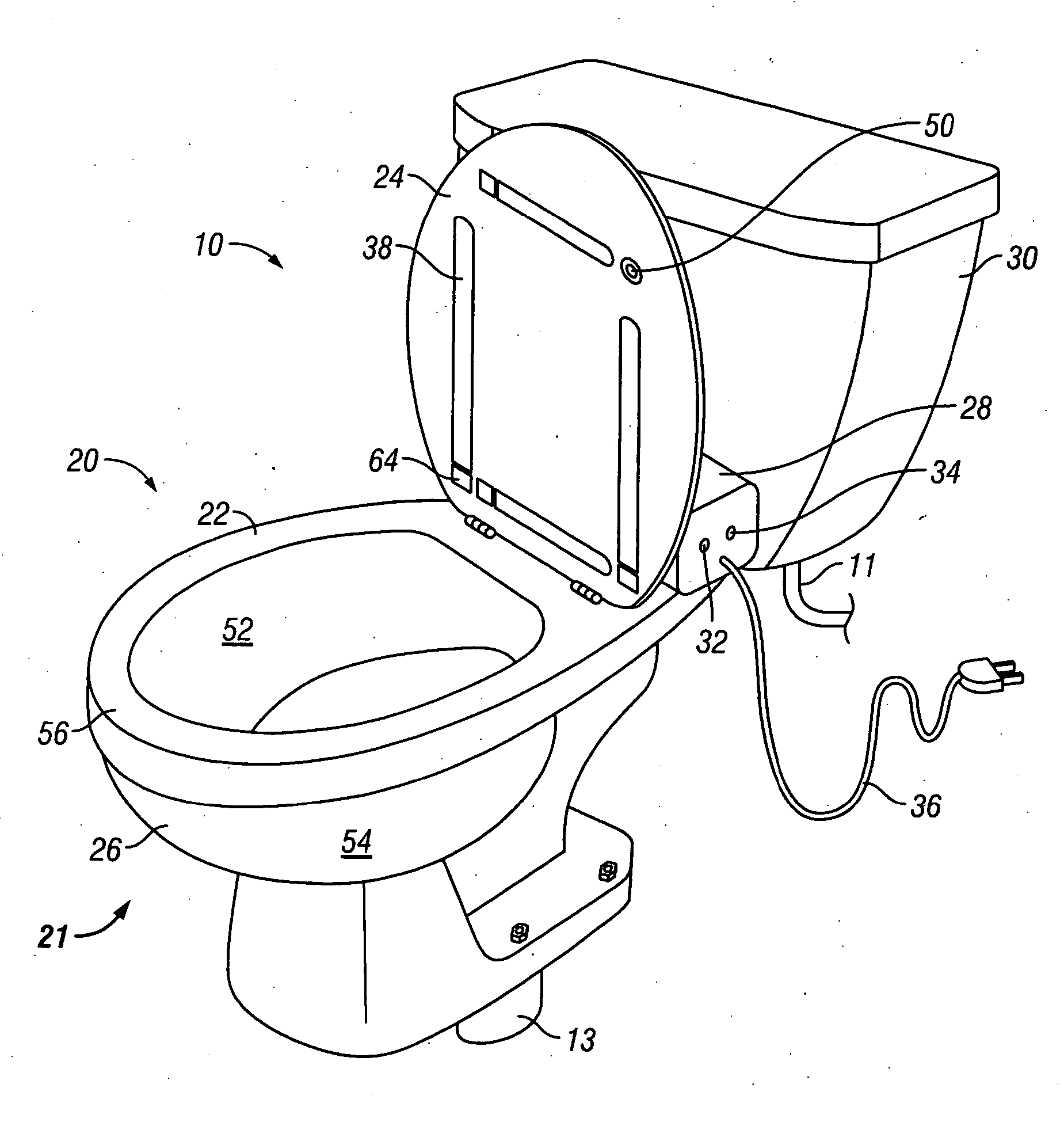 Toilet accessory with sterilization elements