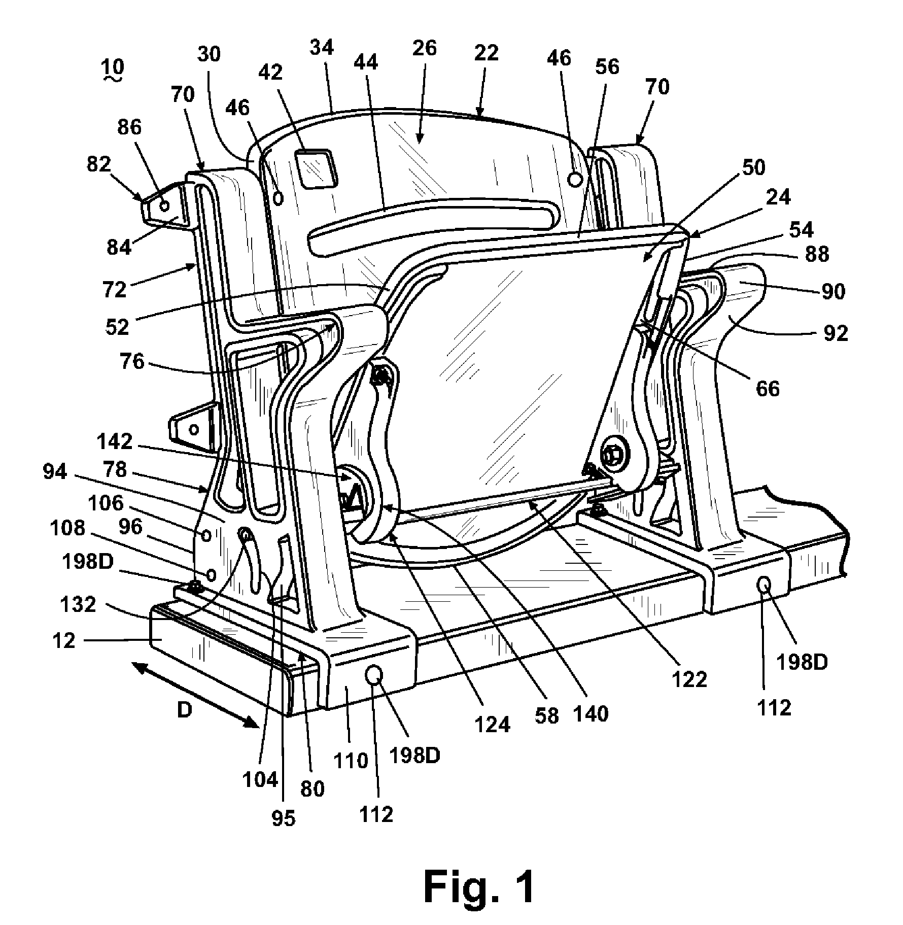 Chair for venues with tiered seating