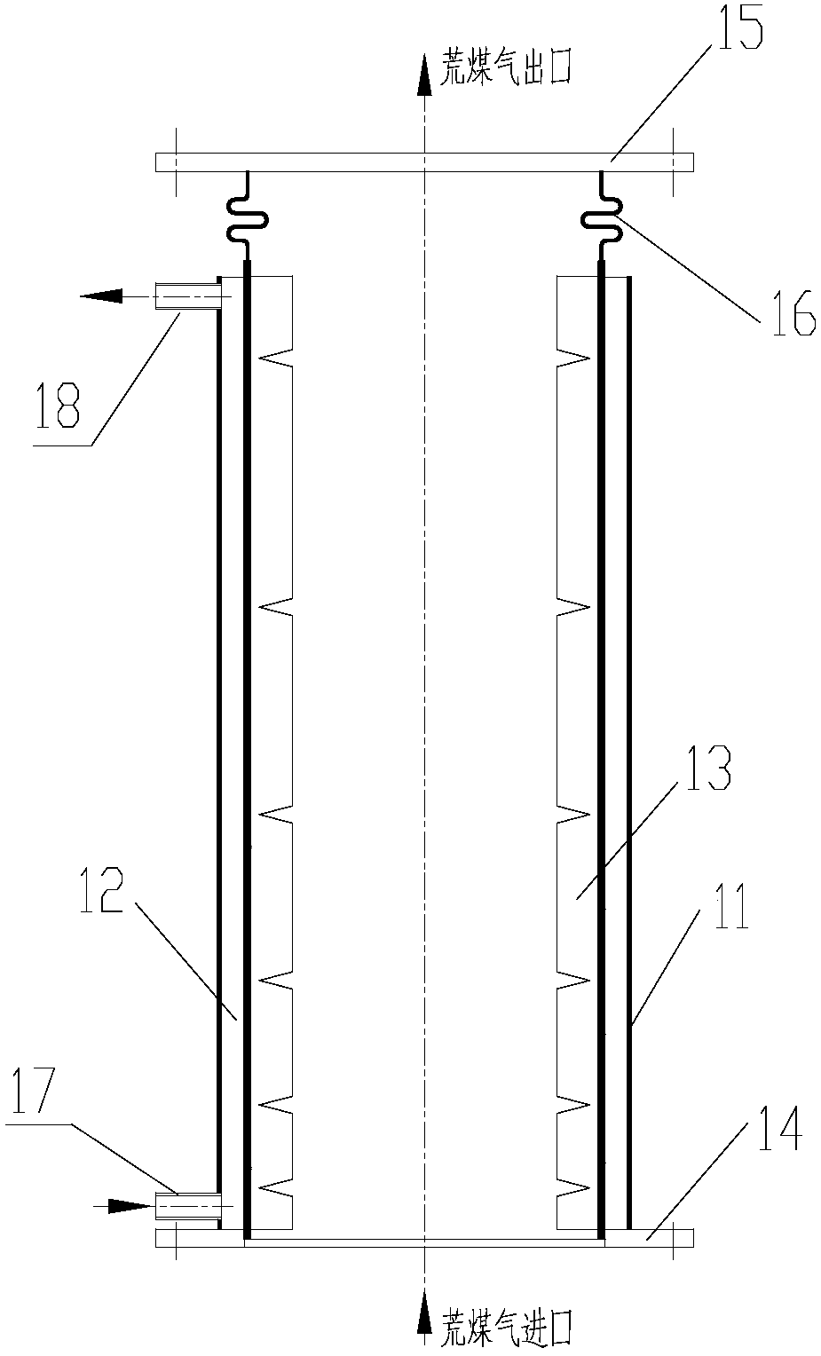 Straight fin for coke oven ascending pipe raw coke oven gas waste heat recycling and heat taking device and heat taking device