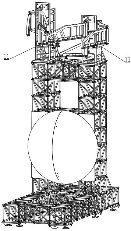 Three-rocker-arm test device for spatial mechanism compound motion microgravity expansion