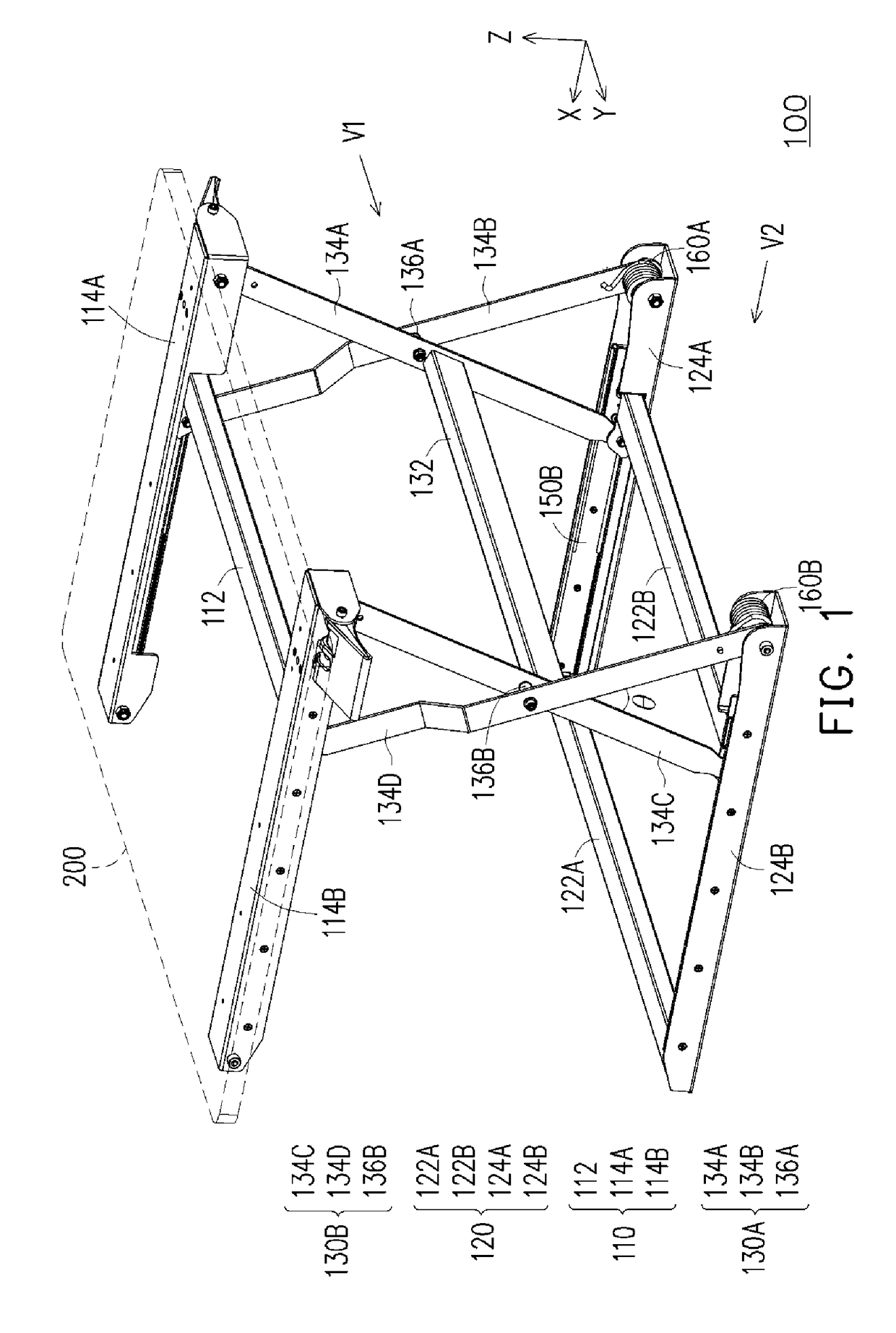 Lifting mechanism for desk