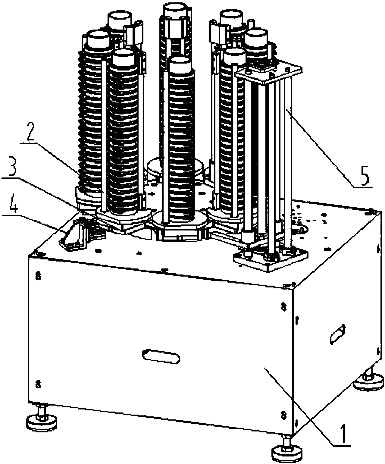 Automatic rotation storage bin for automobile component industry robot feeding