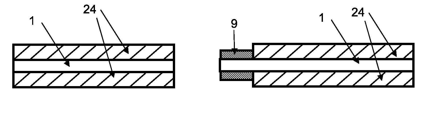 Method for the production of electrodes for fully solid batteries