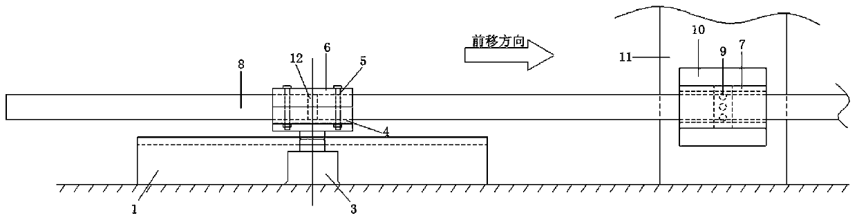 Single-track railway high-gas tunnel face bench shift forward device