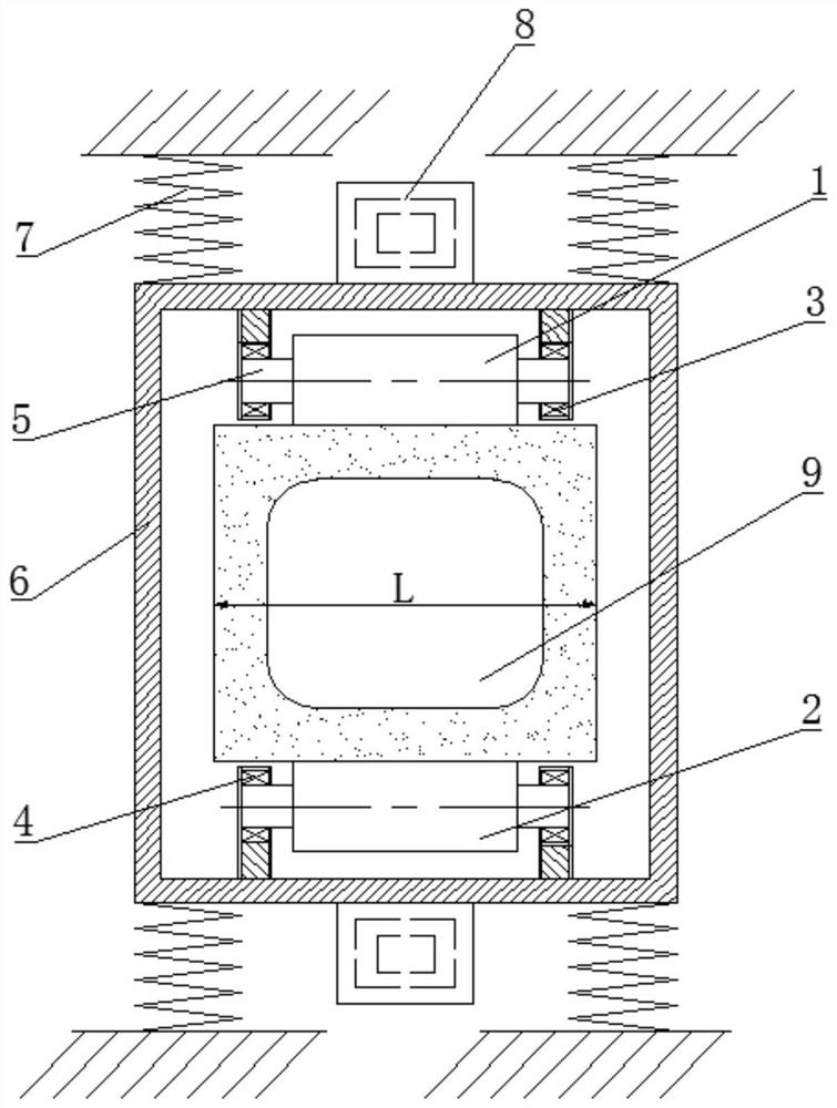 Synchronous vibration back-up roll device with frame