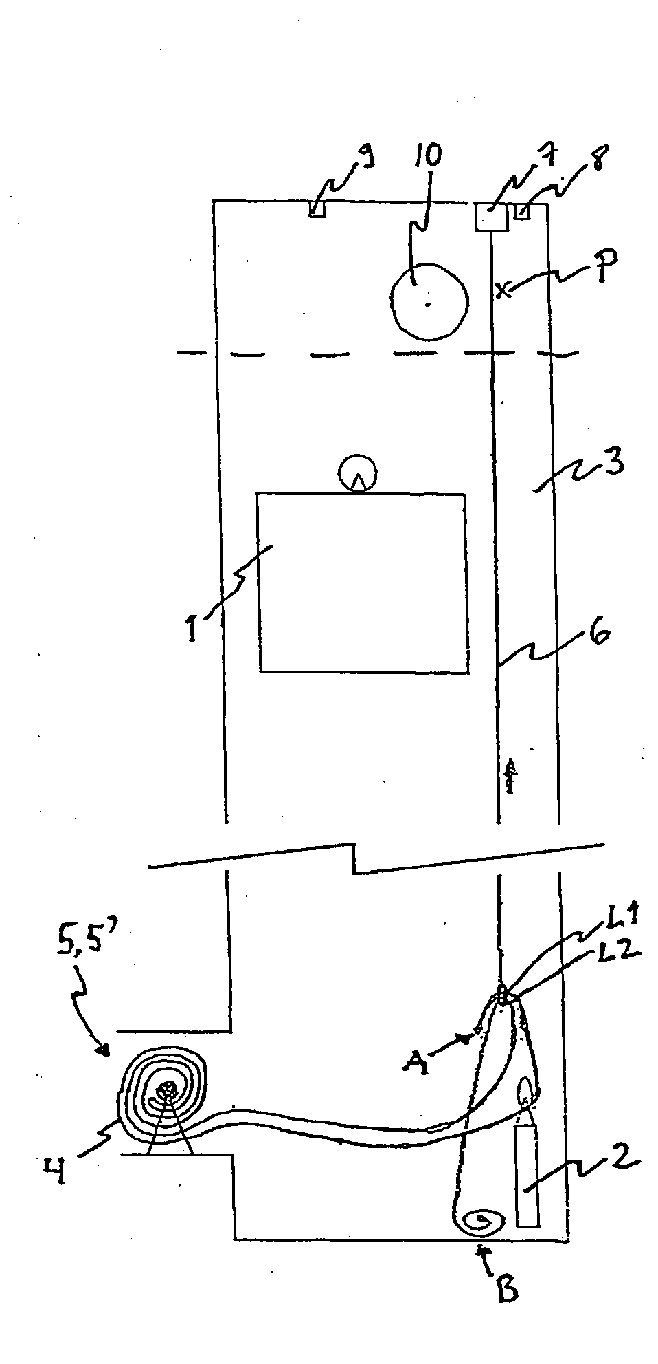 Method for reeving an elevator, rope reel and method for installing an overspeed governor rope or a trailing cable