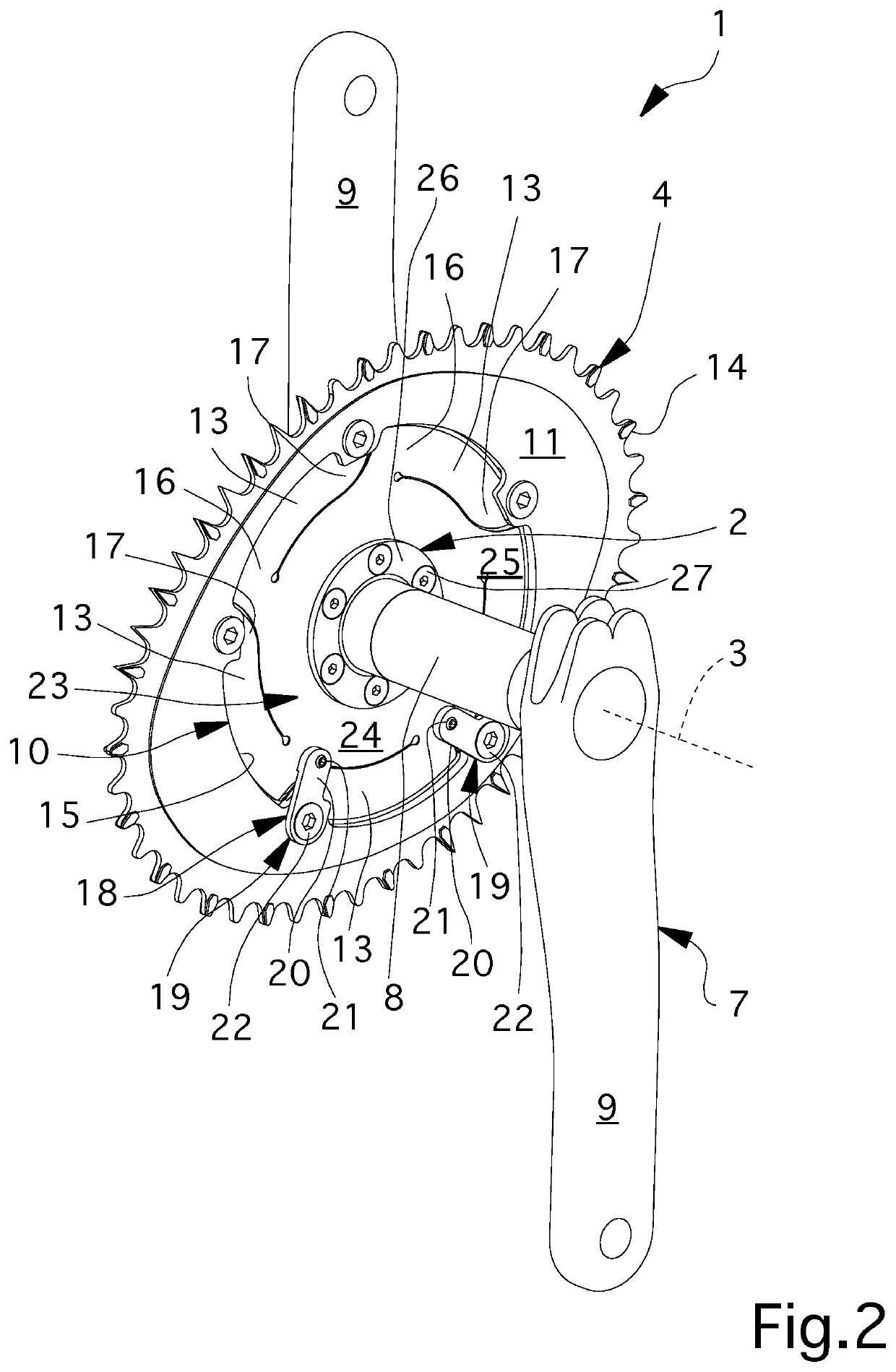 Device for motion transmission on cycles