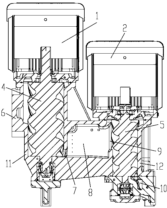 Two-stage screw compressor and compression method