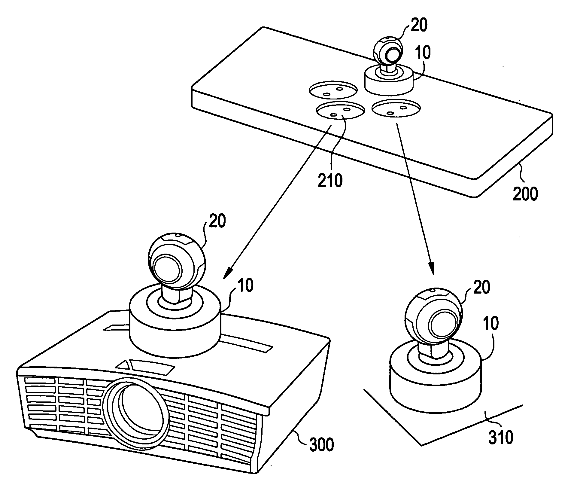 System to freely configure video conferencing camera placement