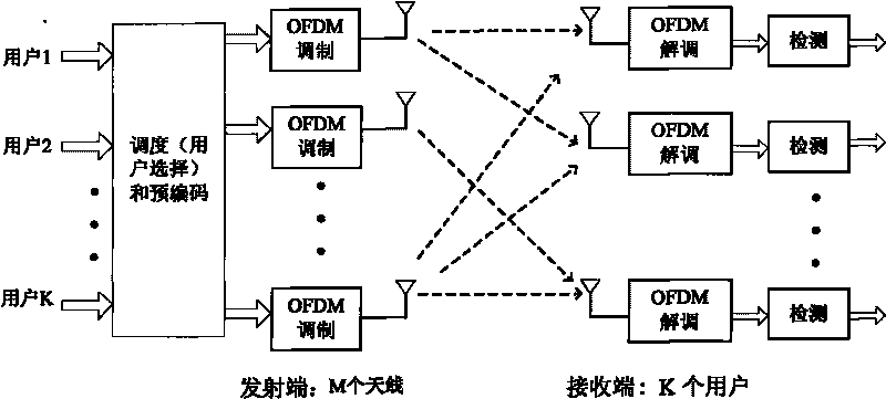 Method for allocating minimum power of MIMO-OFDM multi-user system based on allelism