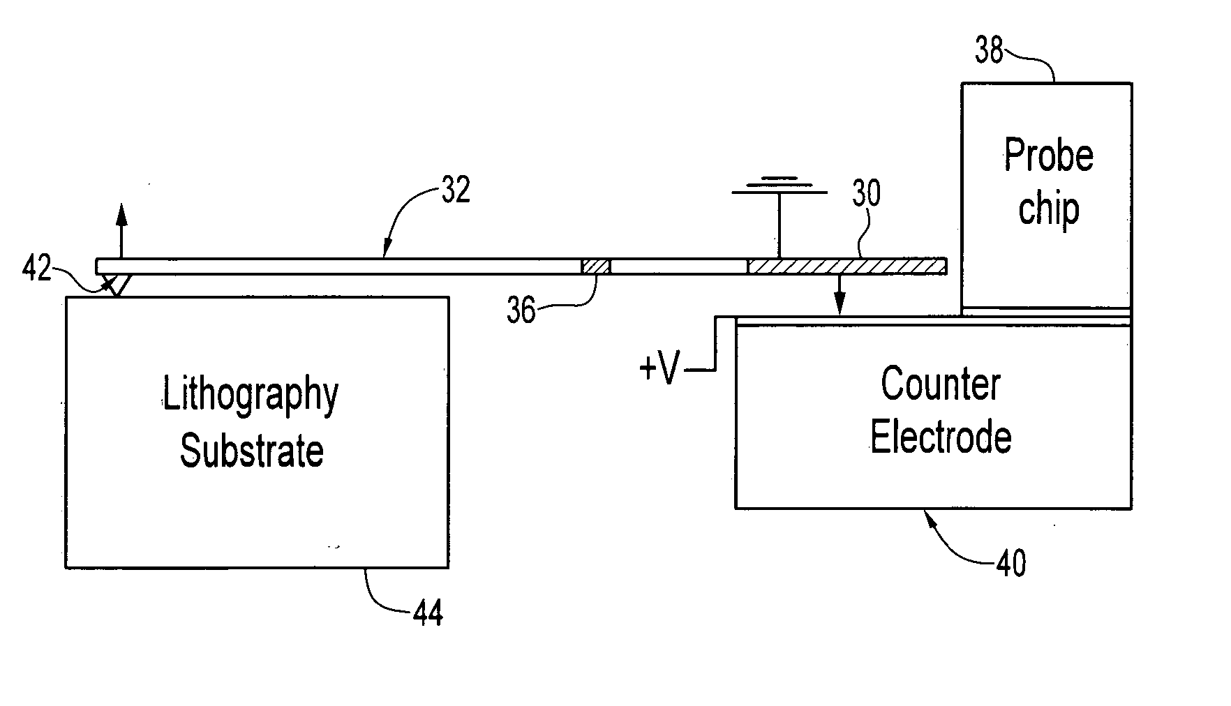 Electrostatic nanolithography probe actuation device and method