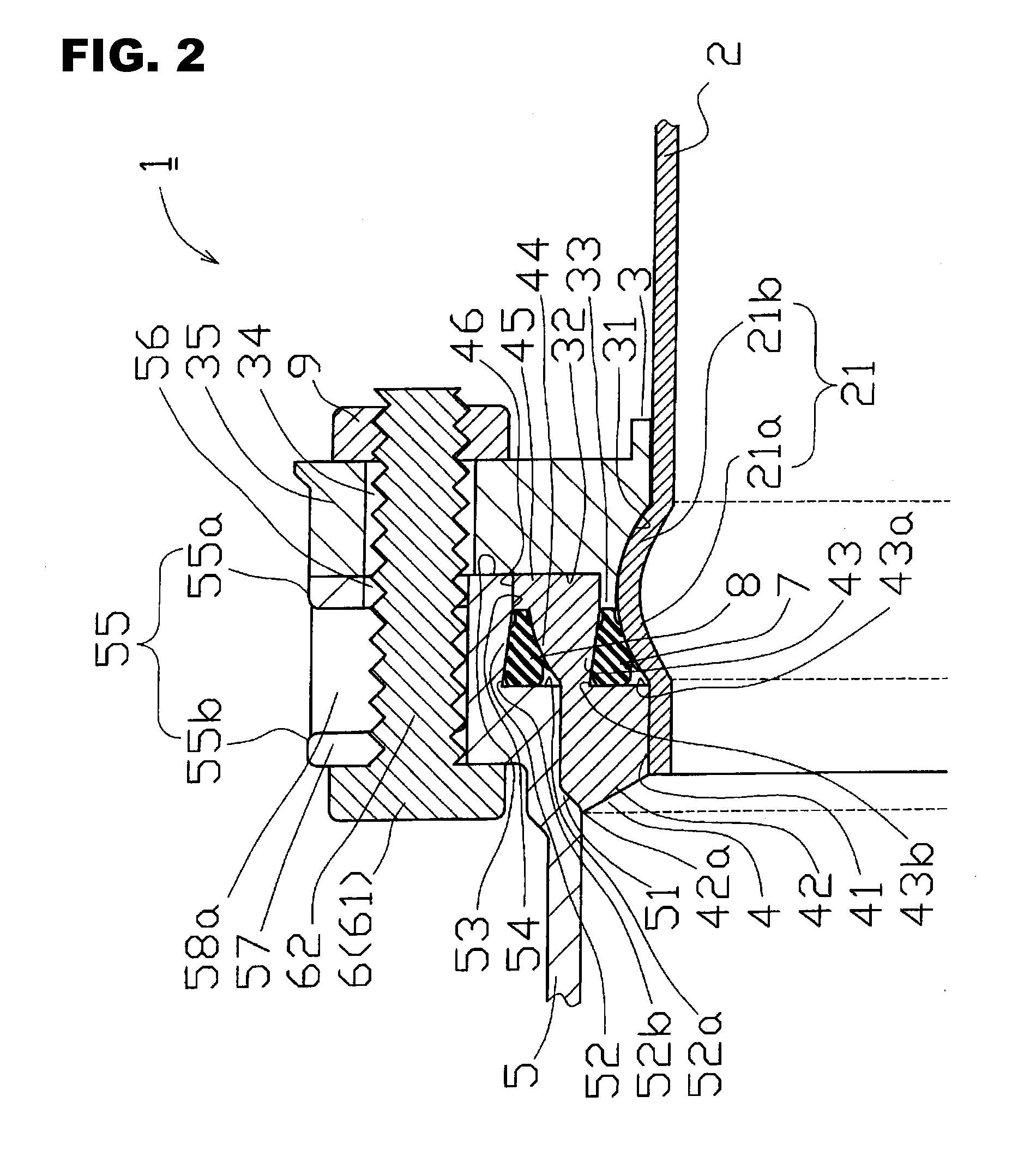 Connection structure between thin wall stainless steel pipe and joint