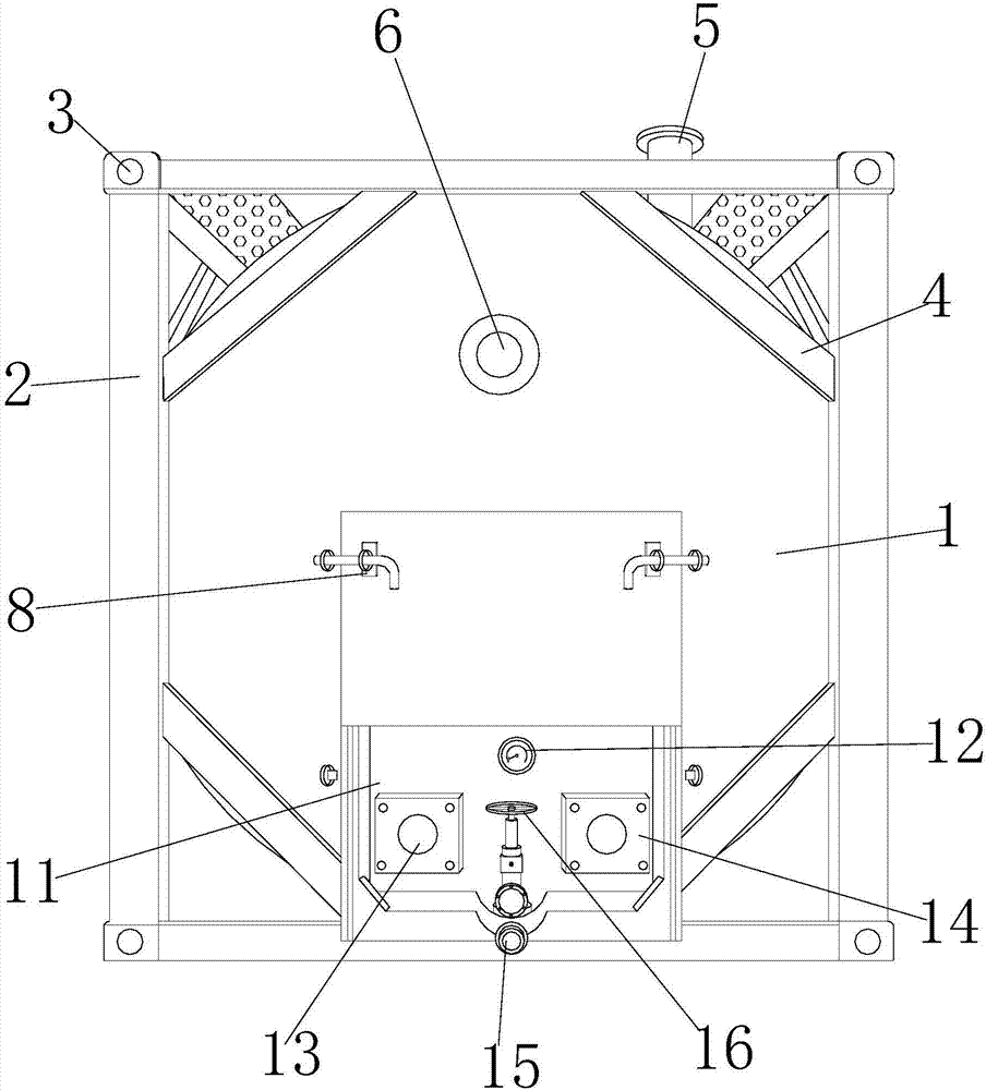 Unloading device of asphalt tank container