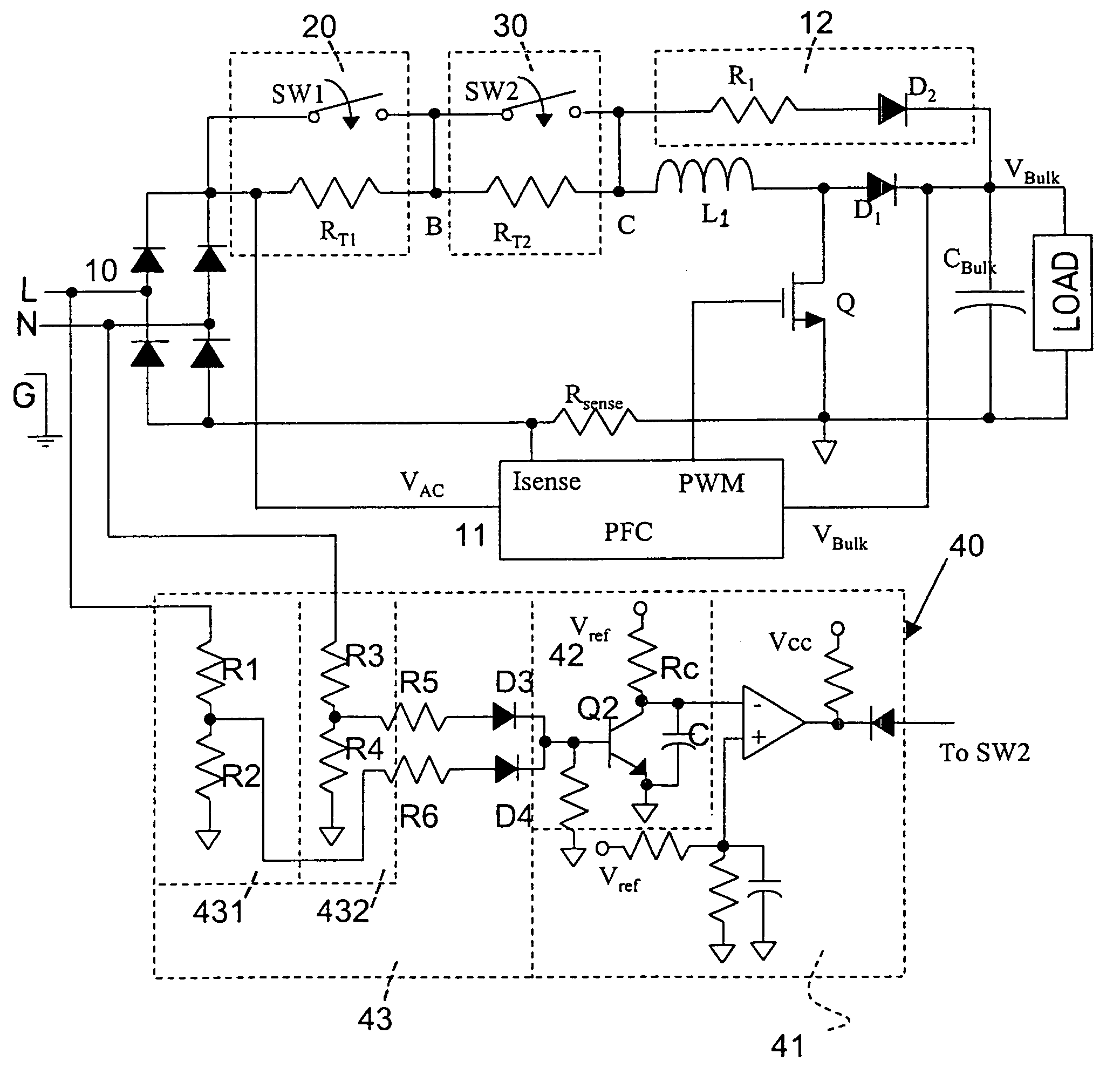 AC/DC converter capable of actively restraining an inrush current