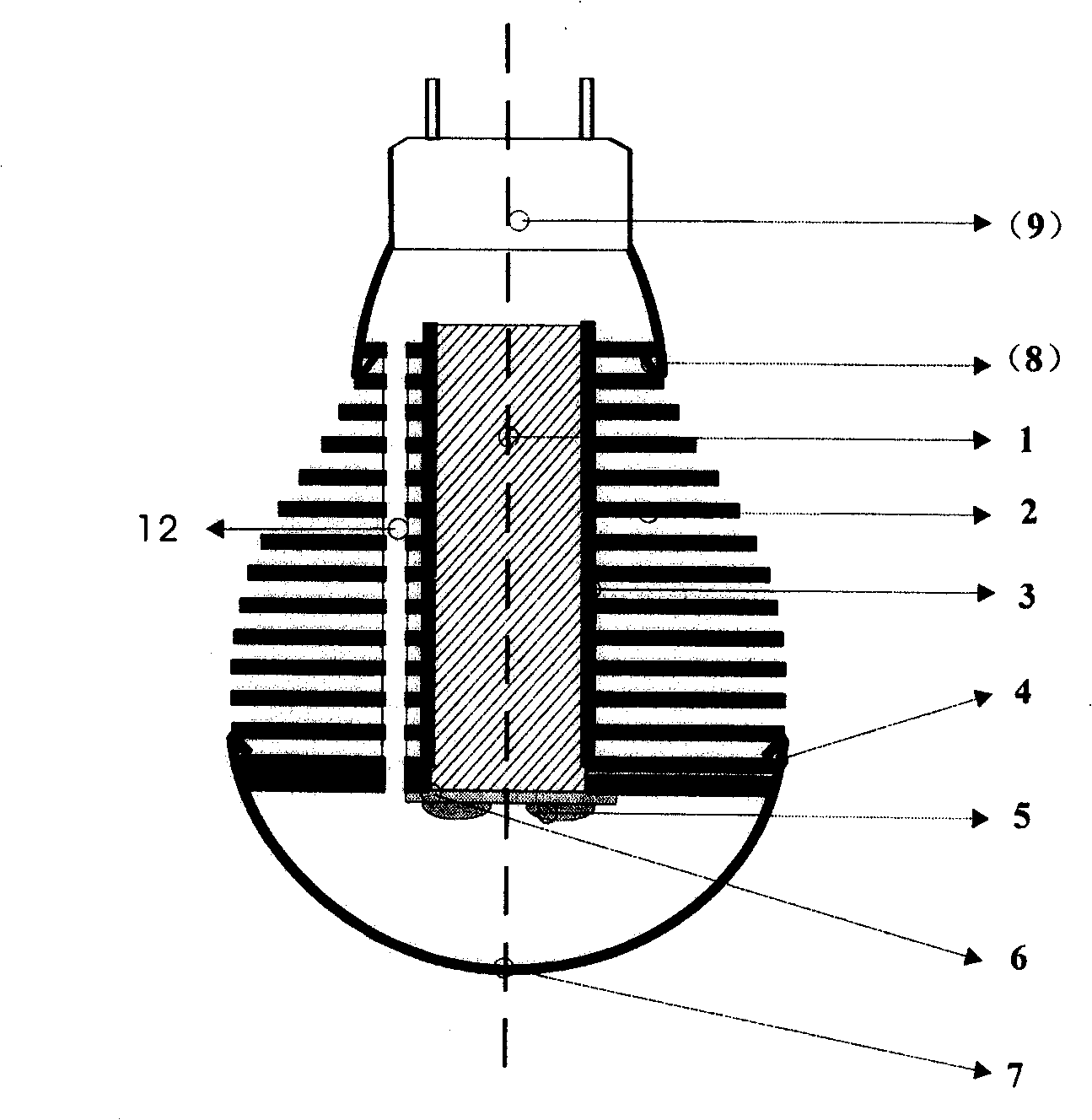 Semiconductor LED lamp housing