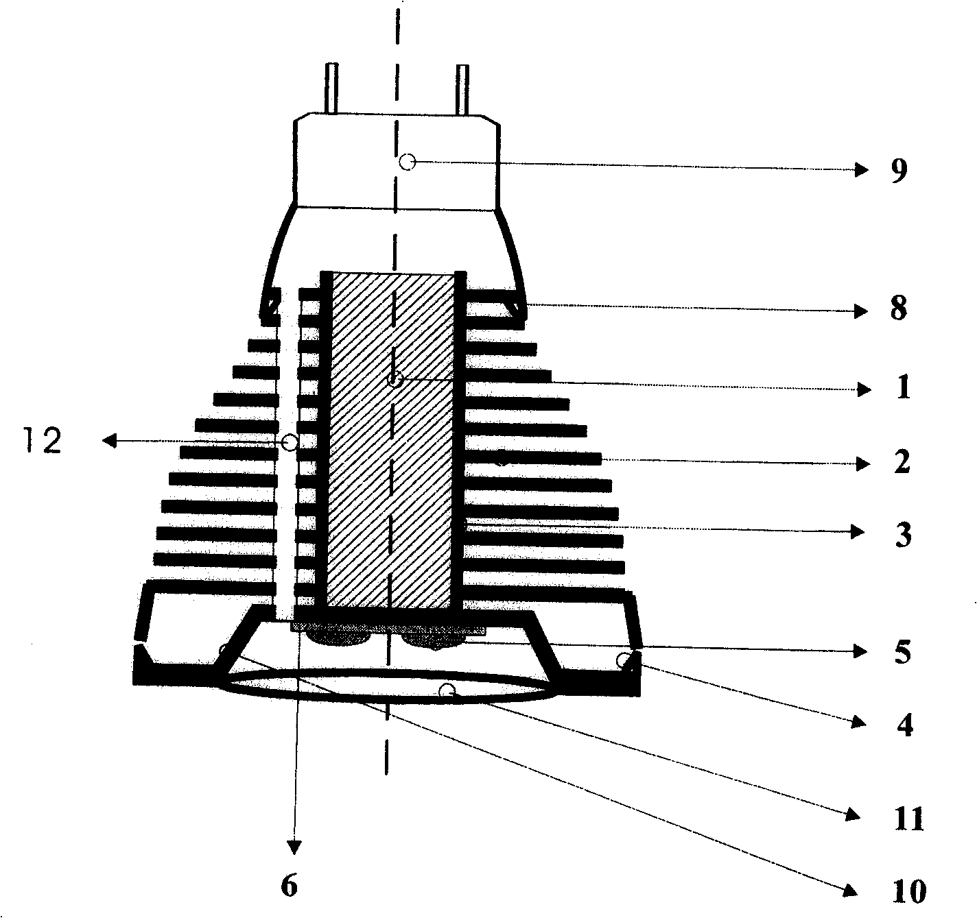 Semiconductor LED lamp housing