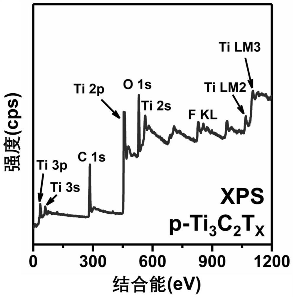 AuNPs-p-Ti3C2Tx composite material as well as preparation method and application thereof