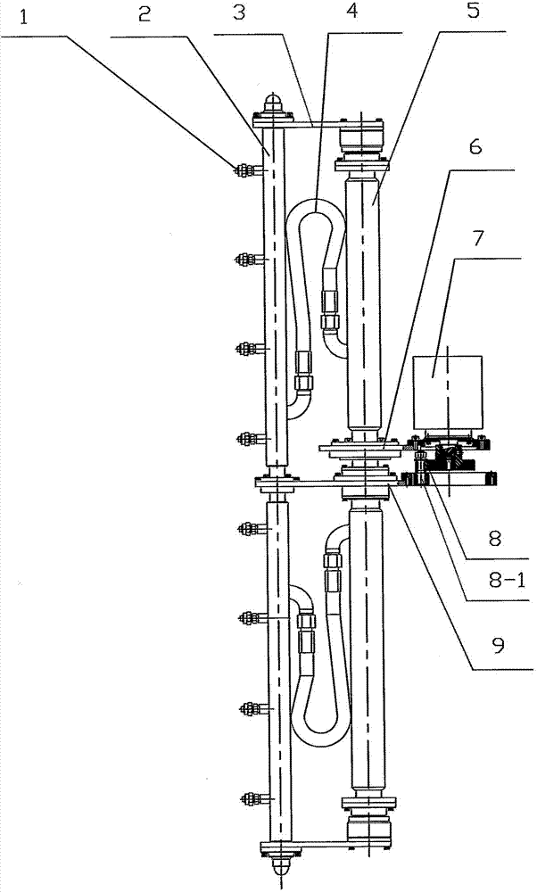 Multi-directional sprayer device of power plant indirect air cooling tower radiator fin washing machine