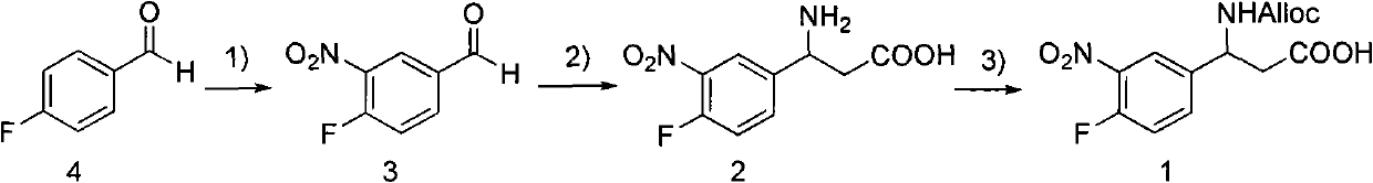 3-alloc amido-3-(3- nitryl-4-fluorophenyl) propionic acid and preparation method thereof