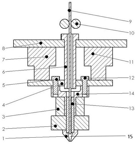 3D printing nozzle based on ultrasonic micro forging and printing method