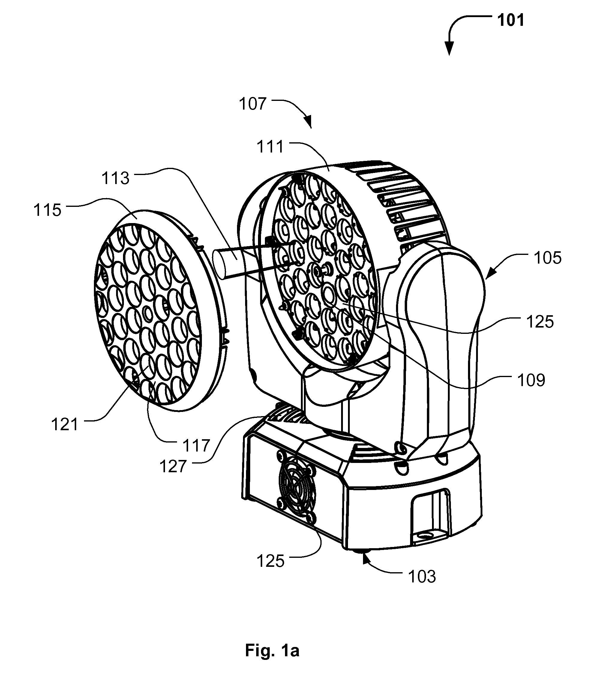 Moving Head Light Fixture With Protruding Diffuser Cover And Multiple Light Sources