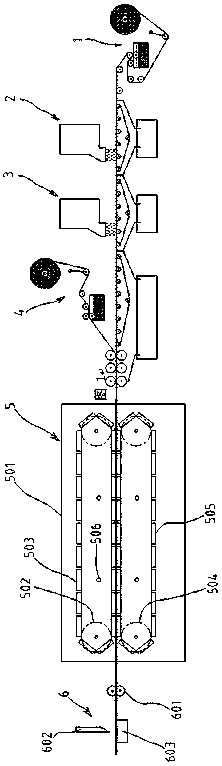 Sandwich nori baking machine set capable of realizing continuous feeding