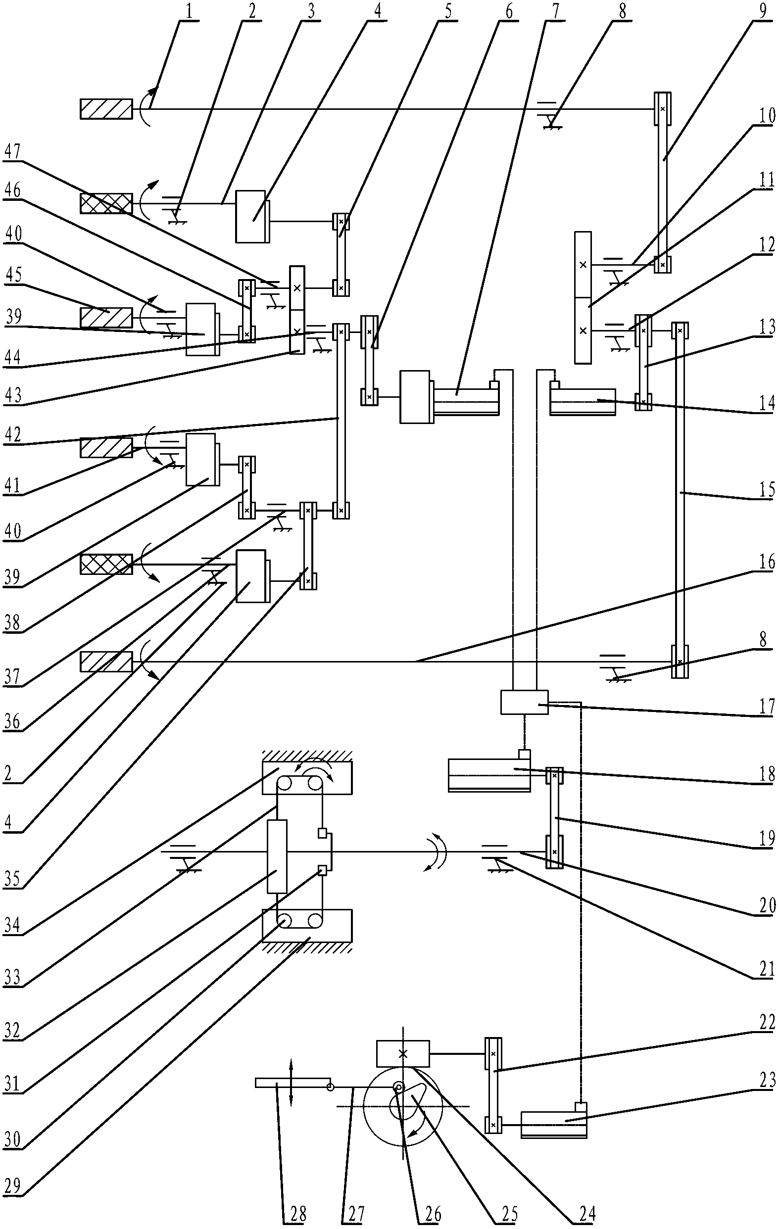 Driving device for wool spinning machine