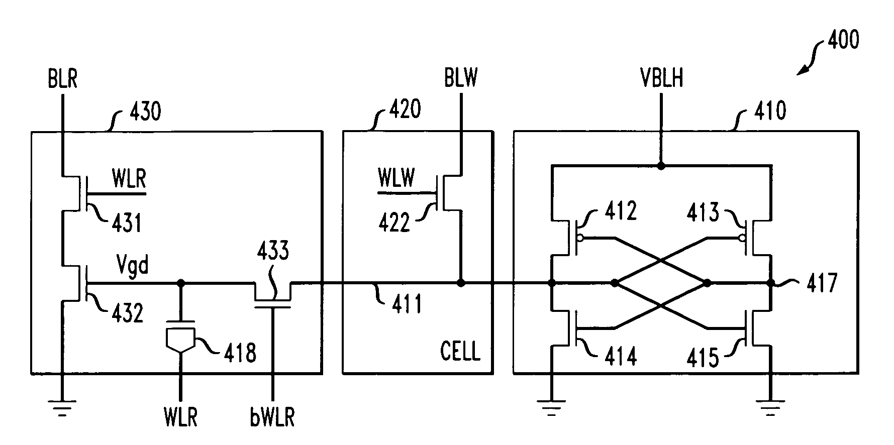 Static random access memory utilizing gated diode technology