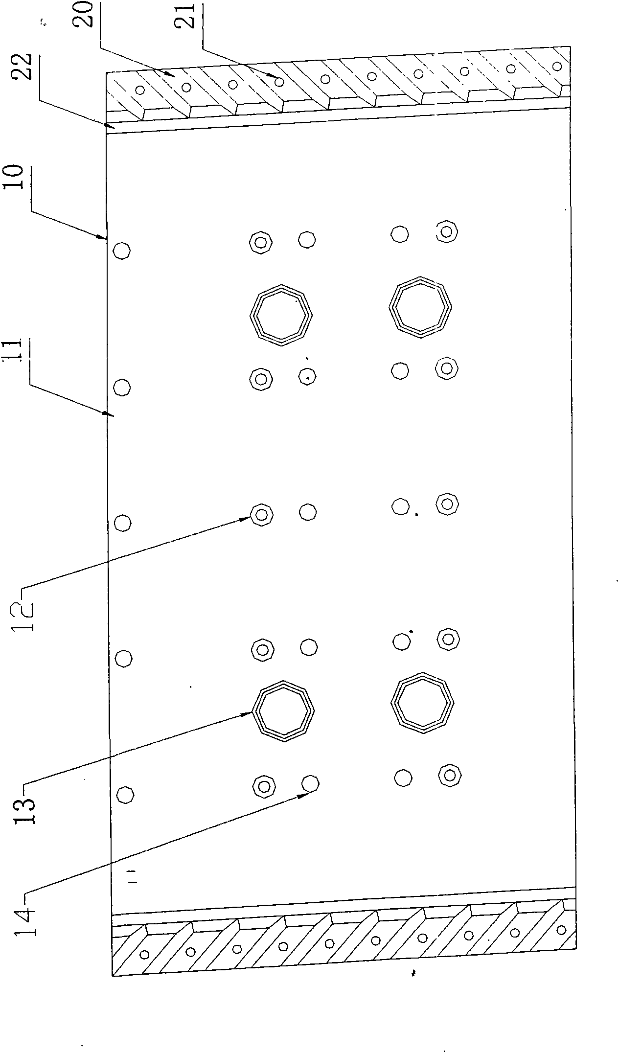 Radiating fins of crossflow cooling tower