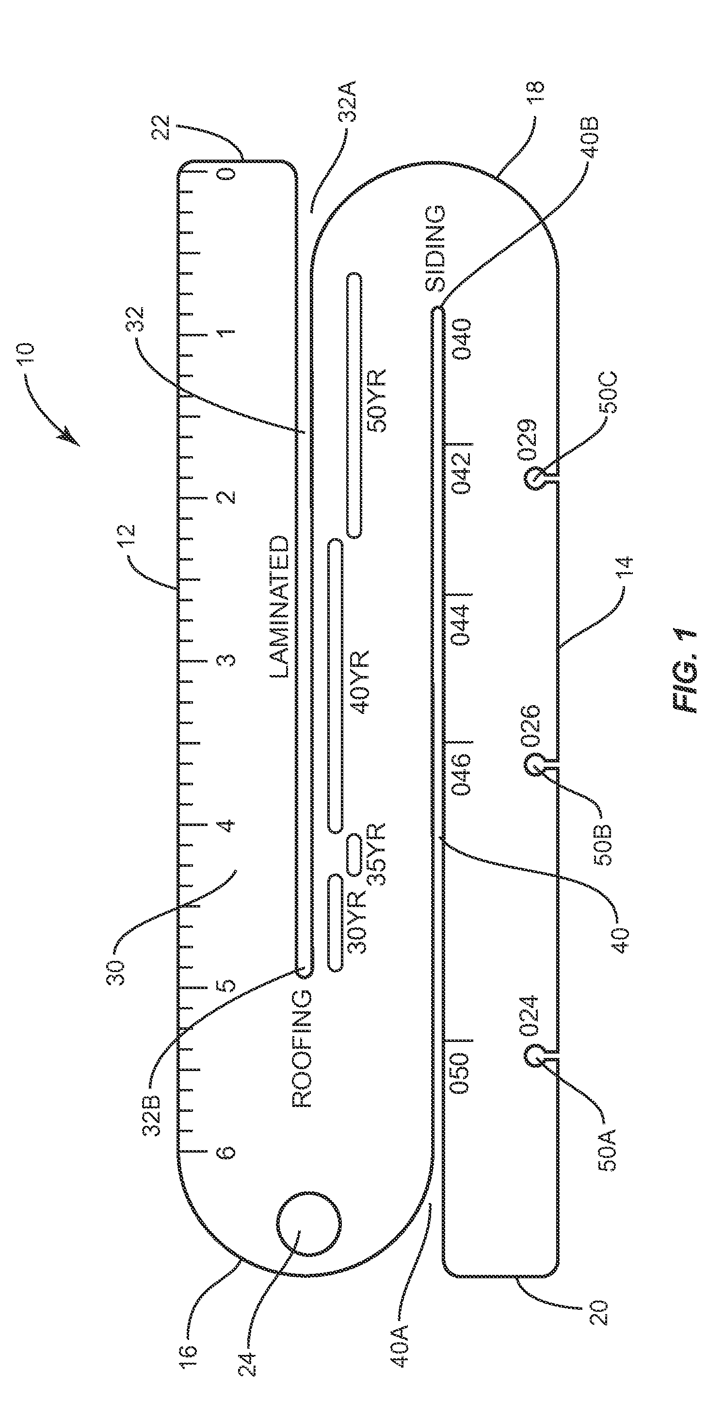 Combination Gauge for Measuring the Thickness of Roofing Shingles, Metal Roofing Panels, and Vinyl Siding