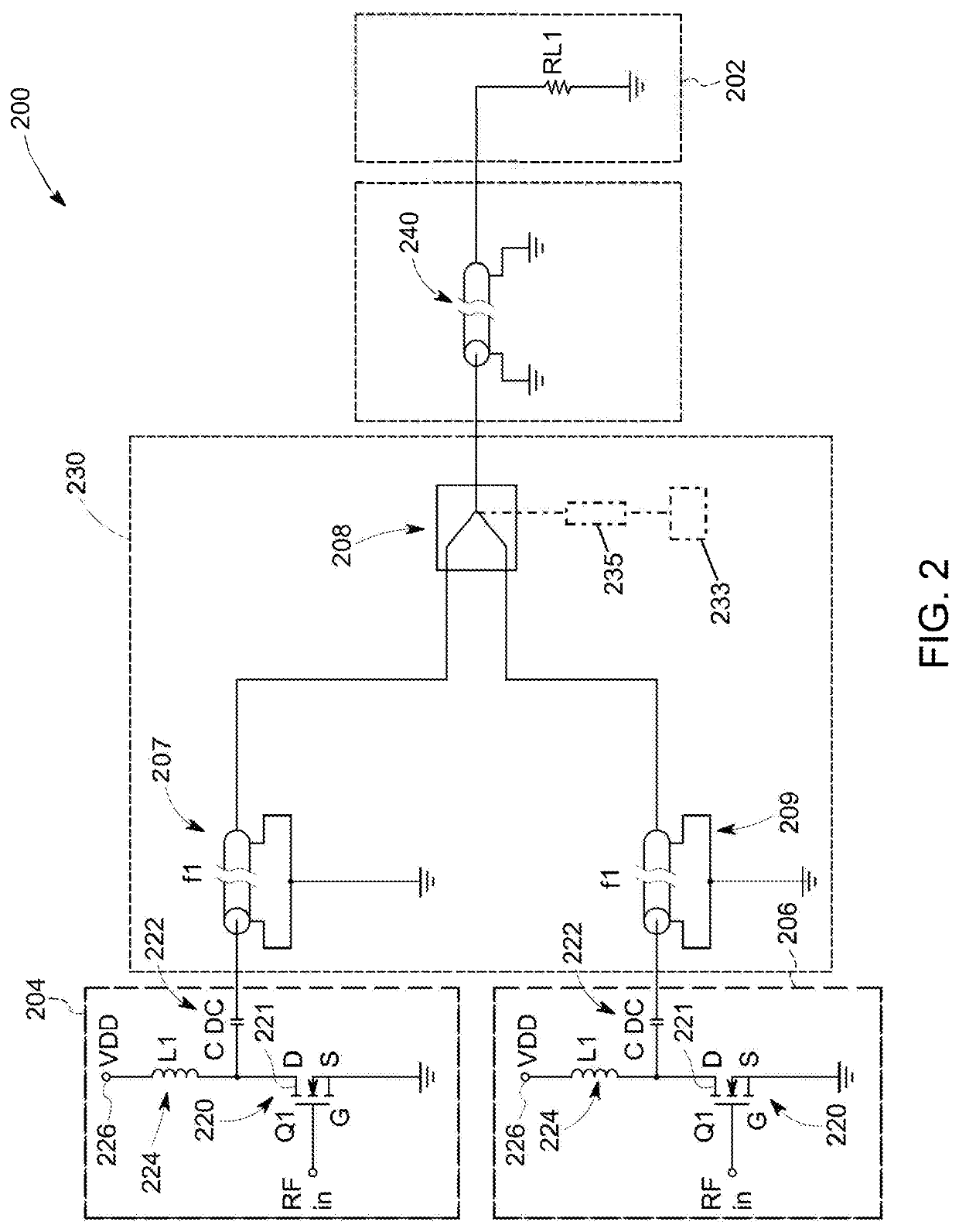 System and method for amplifying  and combining radiofrequency power