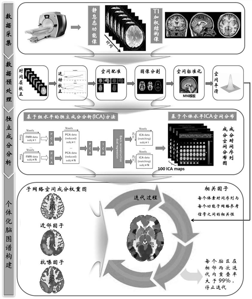 Whole-brain individualized brain function map construction method based on independent component network