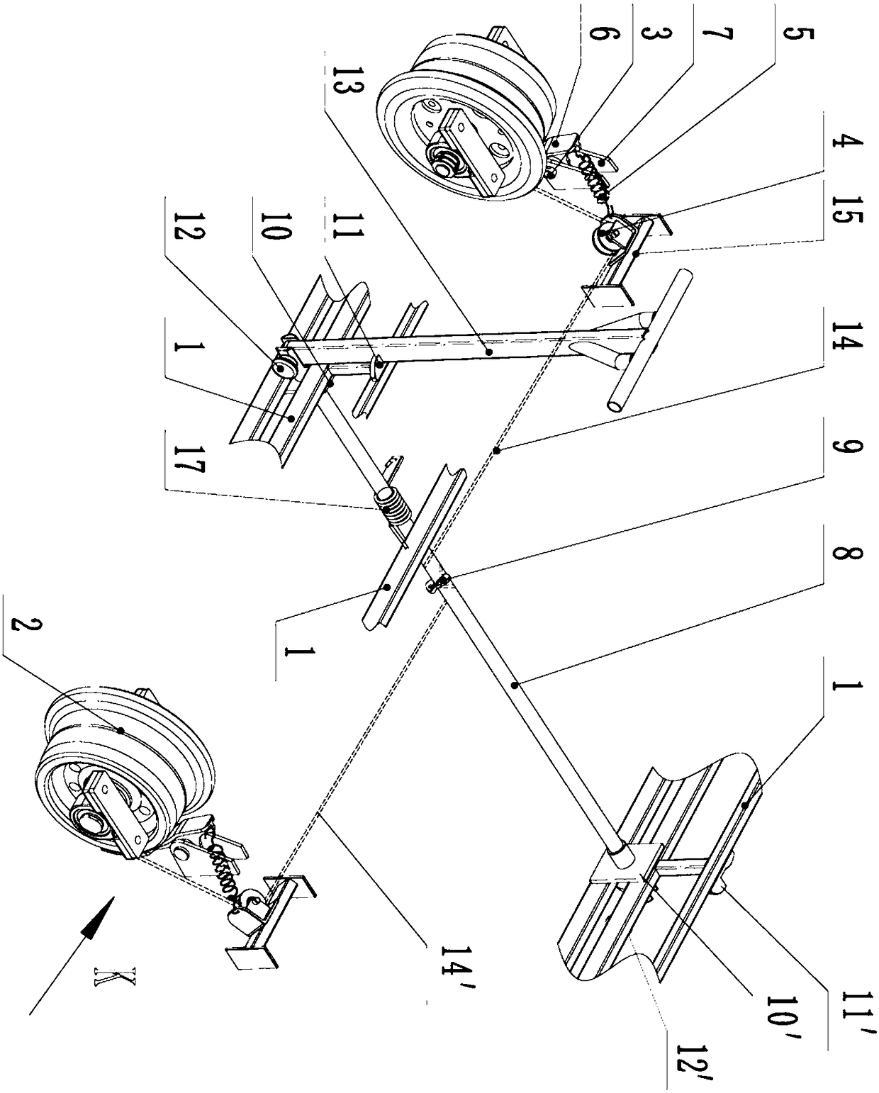 An automatic parking brake type railway track trolley