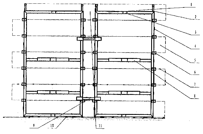 Outer making up and inner casting non-bearing wall and constructing method