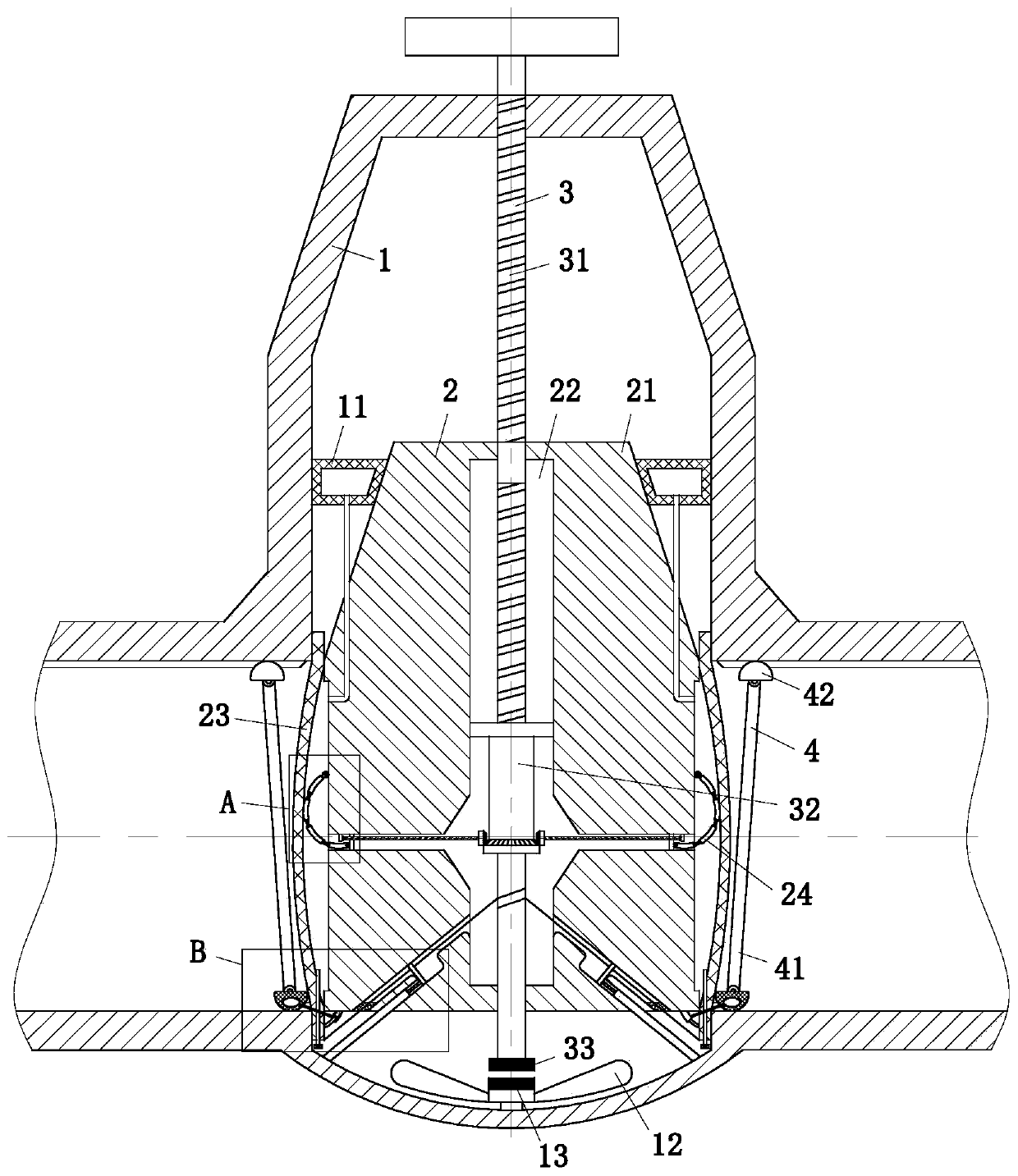 Safe anti-leakage water valve for supply of urban water resources