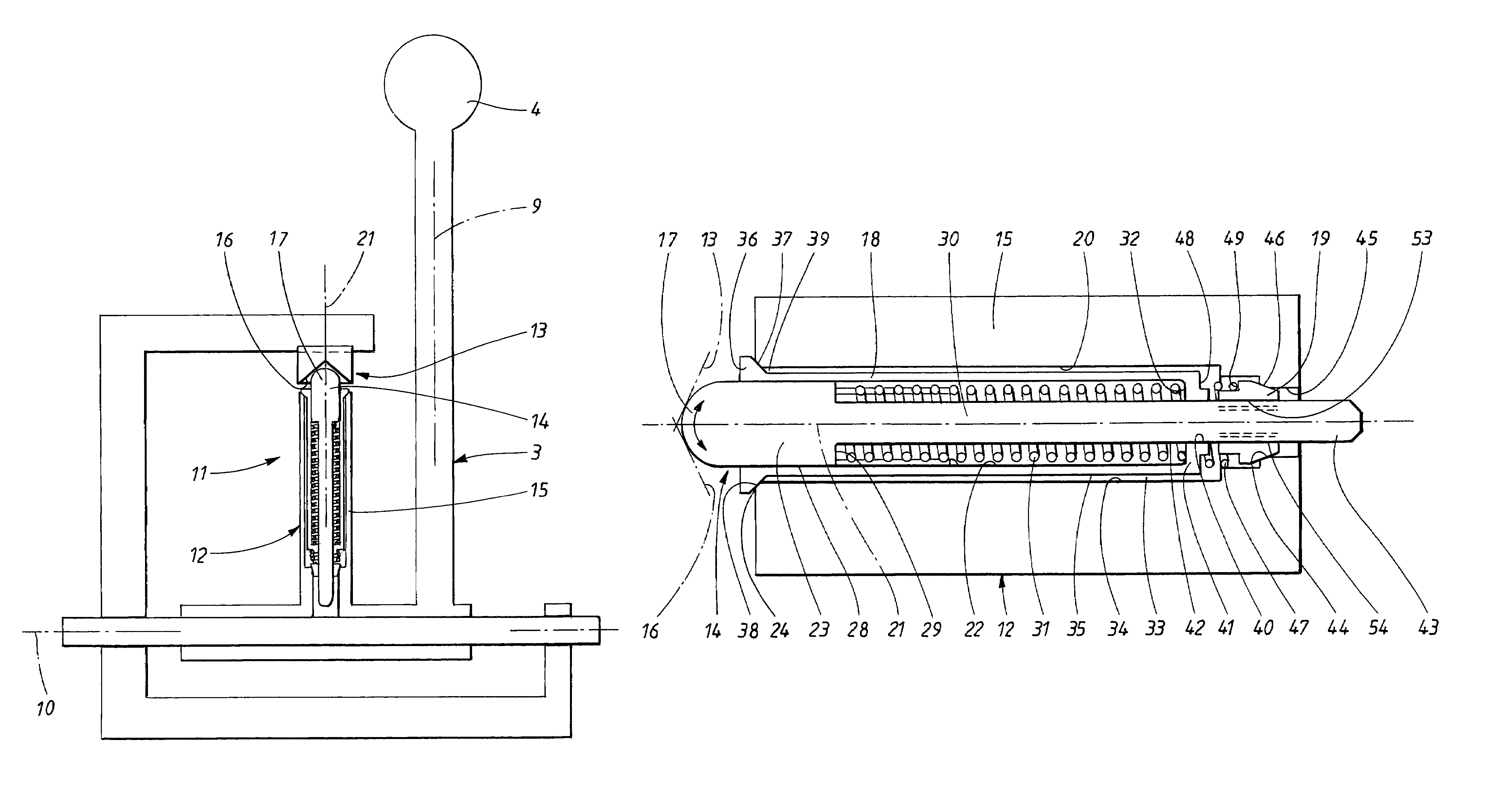 Centering device for longitudinal elements and a resetting device for motor vehicles