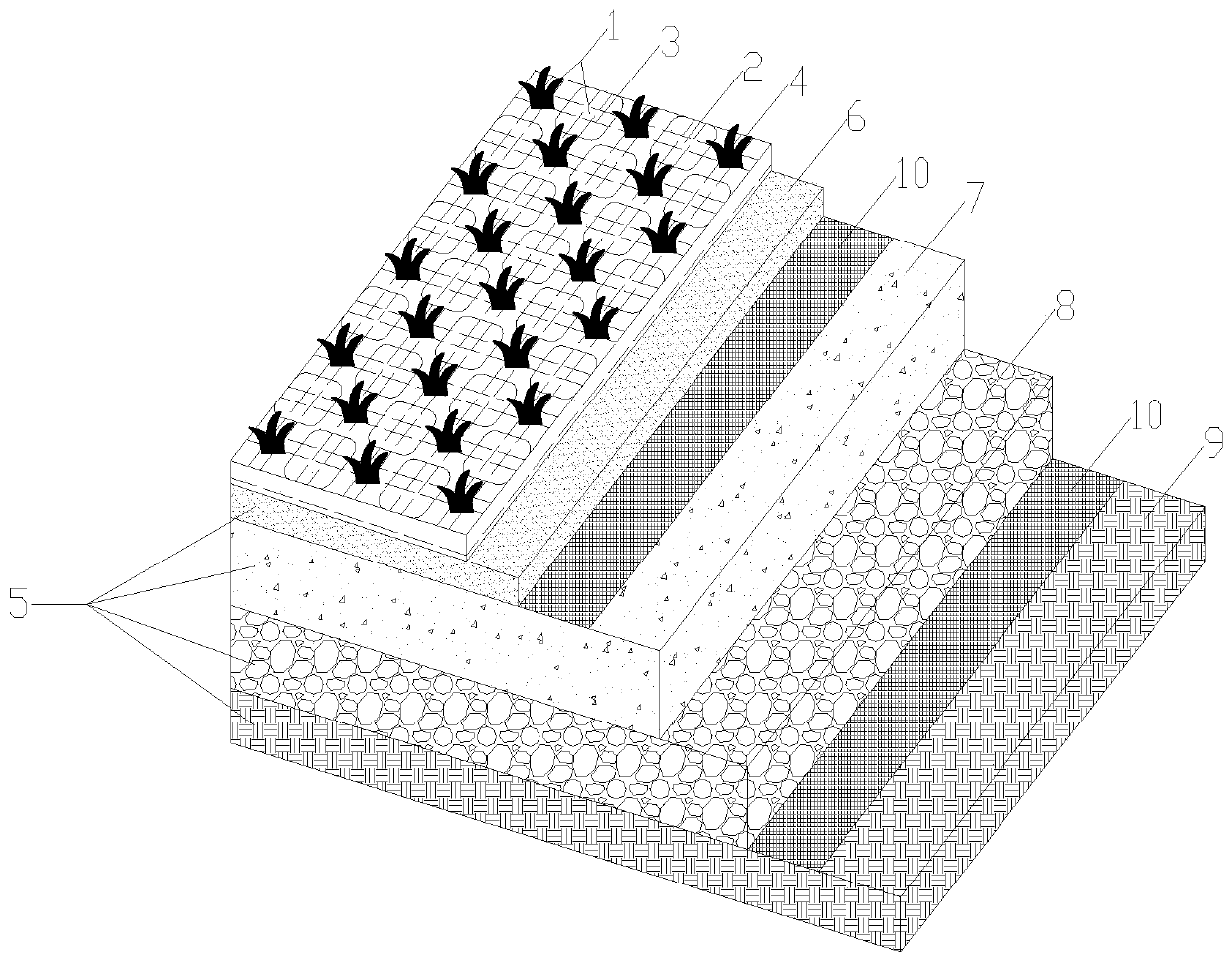 Large grass planting type fully permeable parking spot