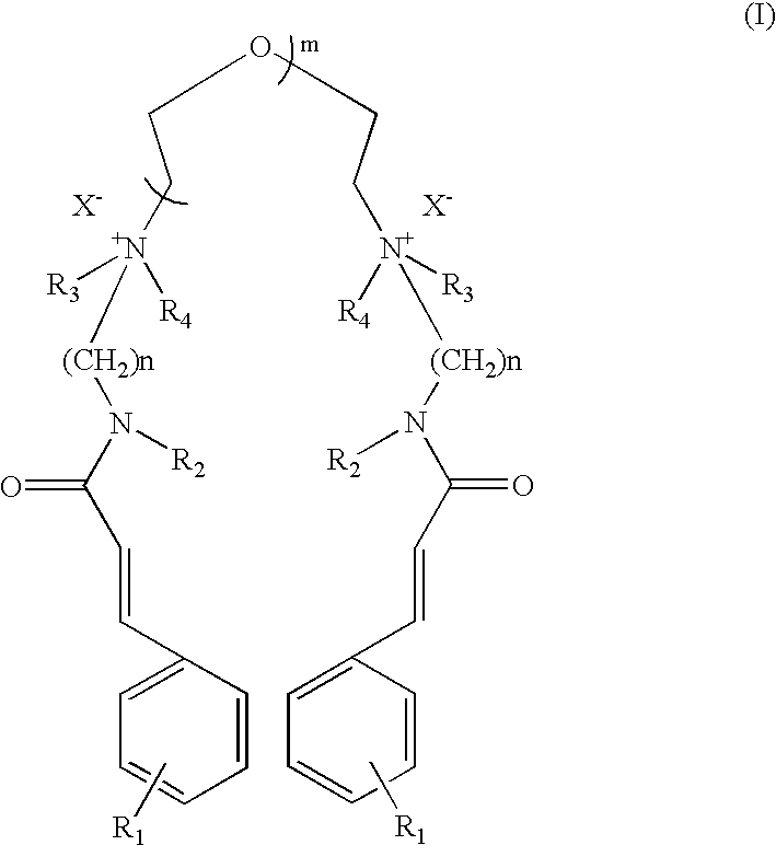 Substantive water-soluble bis-quaternary salts of cinnamidoalkylamines