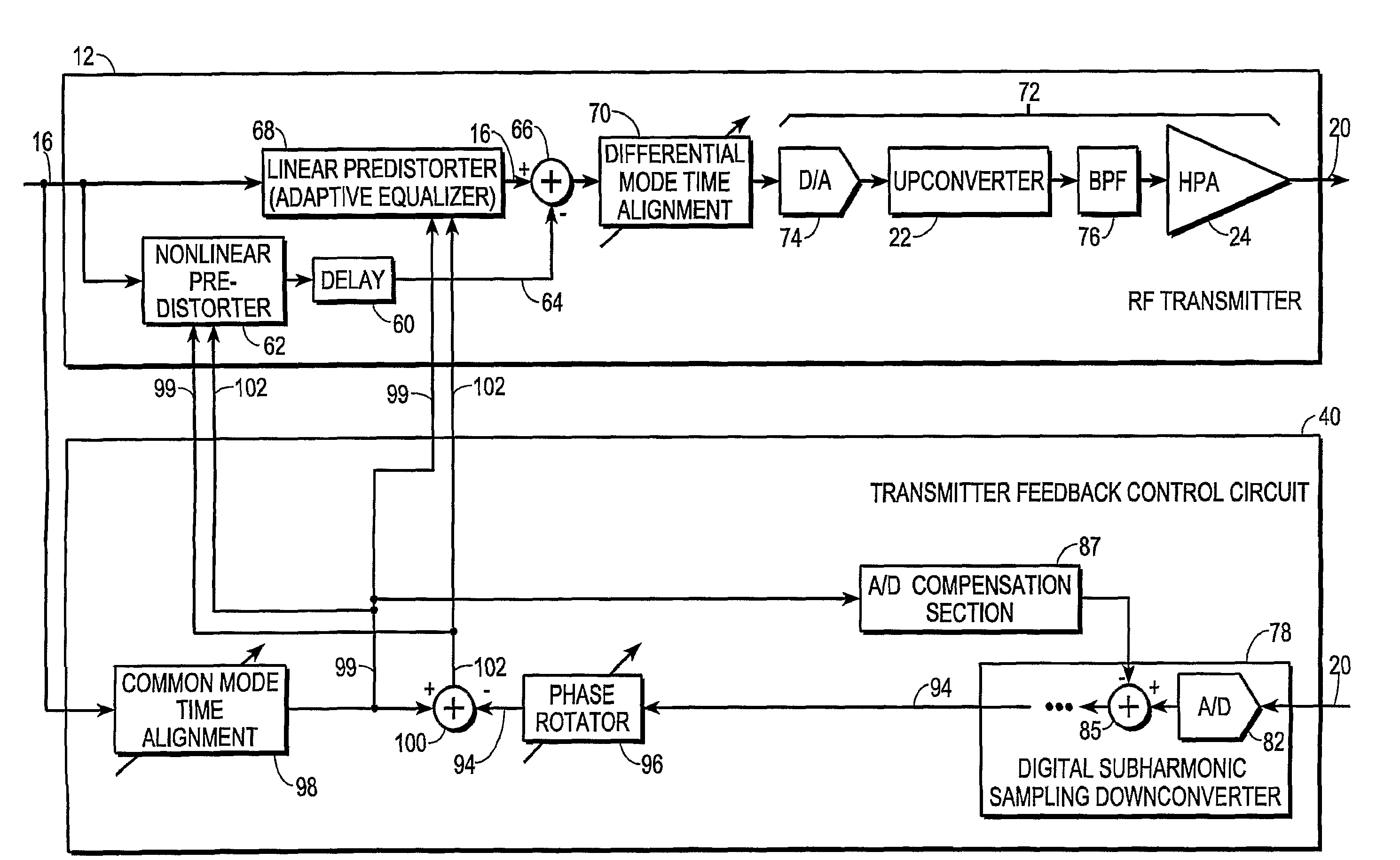 Transceiver with compensation for transmit signal leakage and method therefor